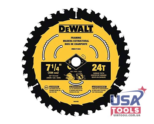Пиляльний диск 184/16 мм (7 1/4") на 24 зуба для швидкого різу по дереву DeWALT DWA171424