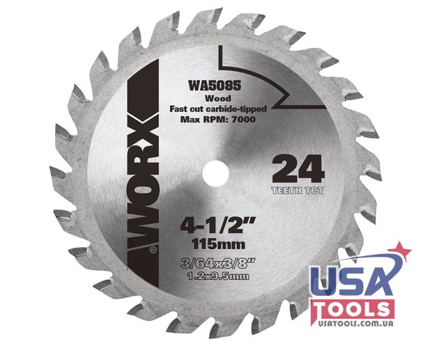 Пильный диск 115 мм / 9.5 мм (4 1/2') на 24 зуба по дереву Worx WA5085